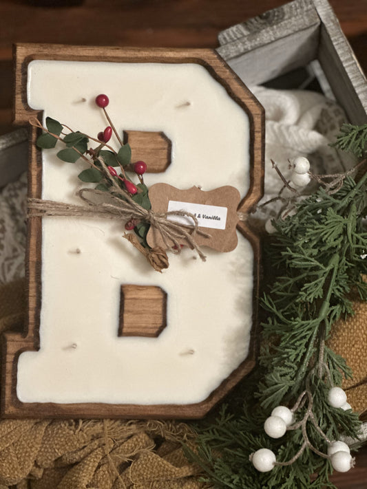 Initial Wooden Dough Bowl Candle