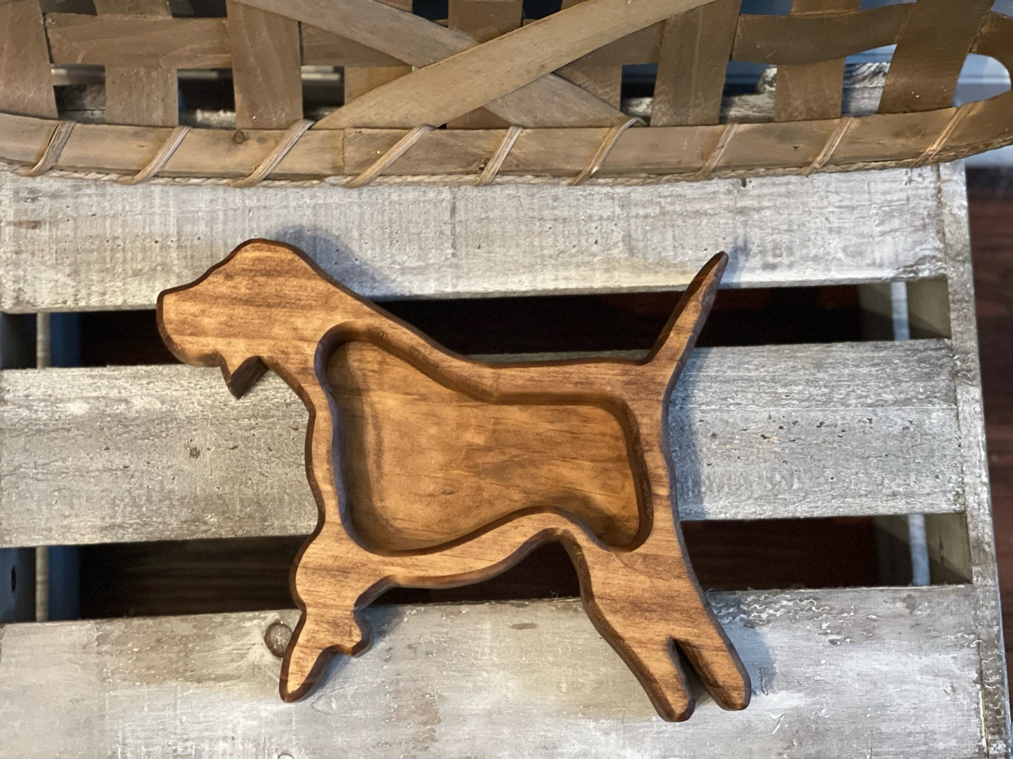 Dog Wooden Dough Bowl Candle